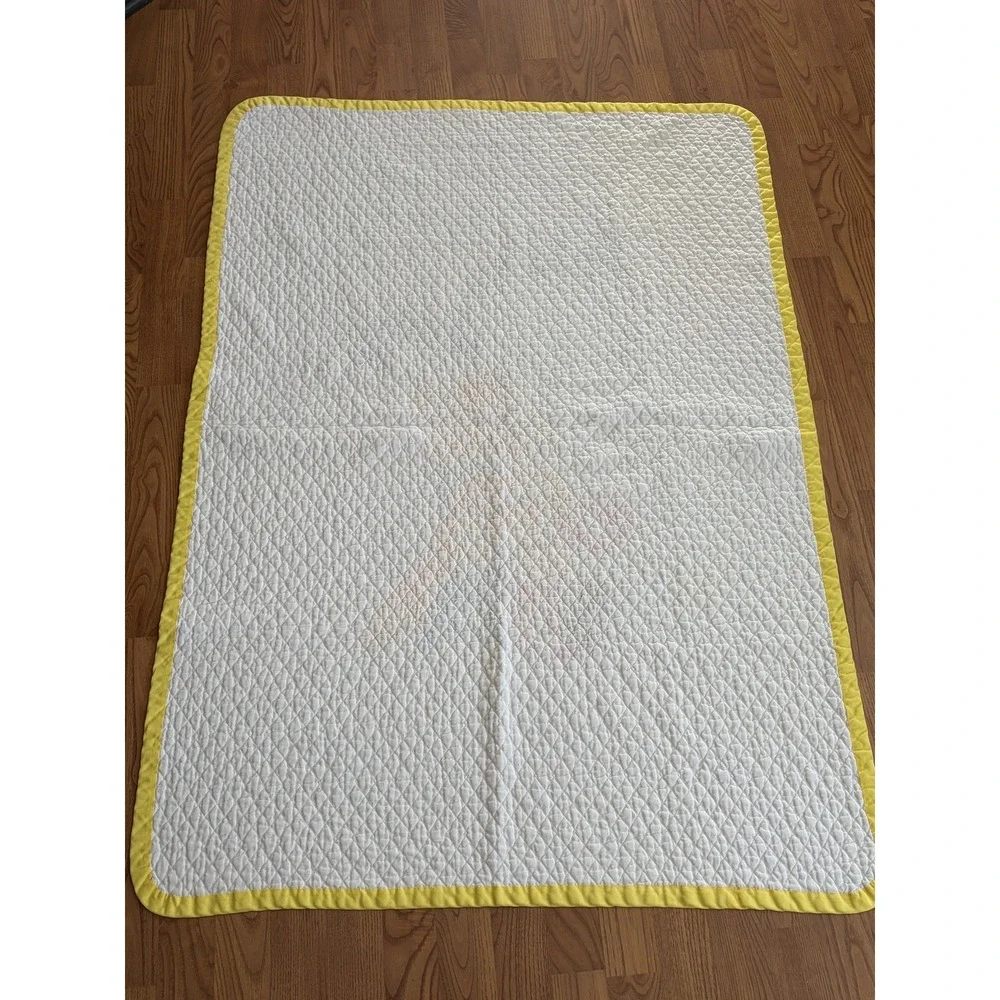 Handmade Baby Quilt Puss In Boots Cat White Yellow Border Boys Crib Nursery‎